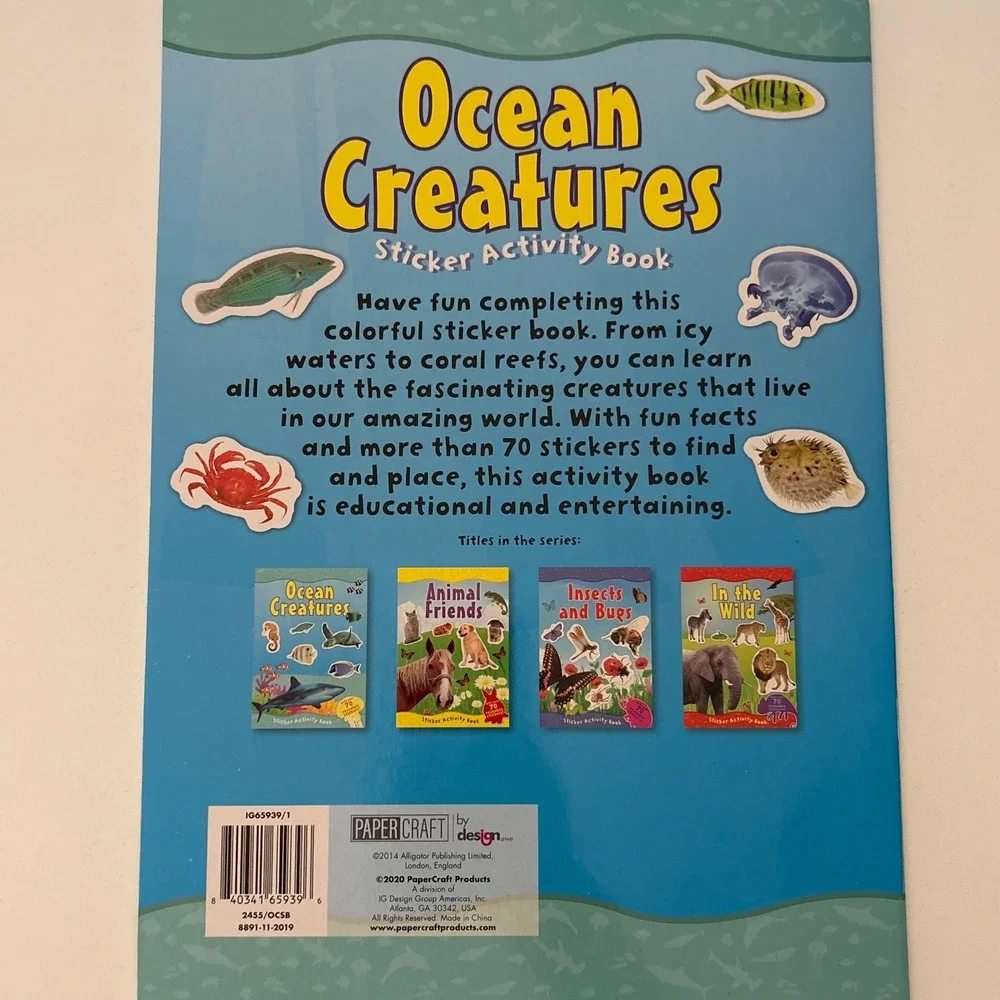 Ocean‎ Creatures Sticker Activity Book Over 70 Reusable Stickers Kids Sharks